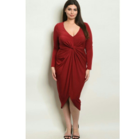 Plus Size Burgundy Dress - Picture 2 of 3